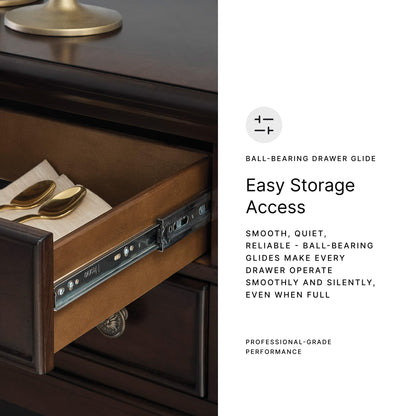 Signature Design by Ashley Lavinton Classic 4-Drawer Dining Server with Open Shelf, Dark Brown