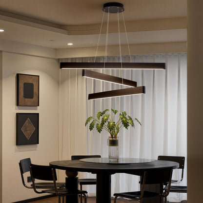 YISDESIGN 3-Light Solid Wood Black Linear Pendant Light - Dimmable Modern LED Chandelier for Dining Room Table Kitchen Island Living Room Ceiling - 45W Warm Light Adjustable Hanging Fixture Black