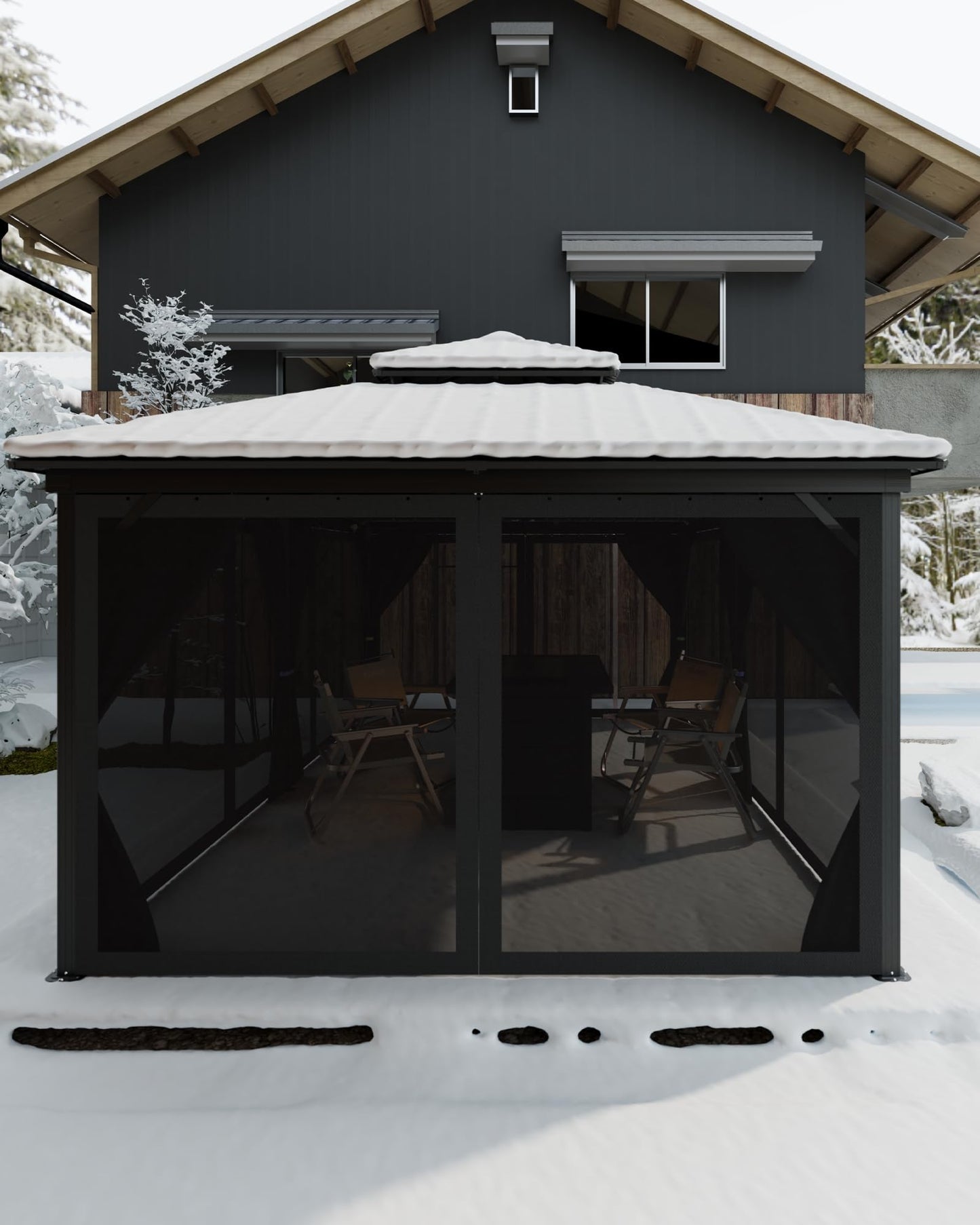 GarveeLife Outdoor Gazebo 12x18 Hardtop, Pergolas and Gazebos Clearance, Aluminum Frame Pavilion with Double Roof, Canopy Tent, Mosquito Netting & Privacy Curtains for Patio, Garden, Deck