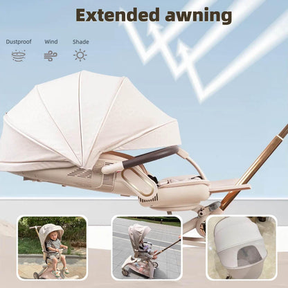 Lightweight Folding Stroller Wagon for Baby & Toddler Travel, 360° Reversible Seat, Adjustable Canopy with Storage Basket, Airplane-Friendly Compact Umbrella Stroller