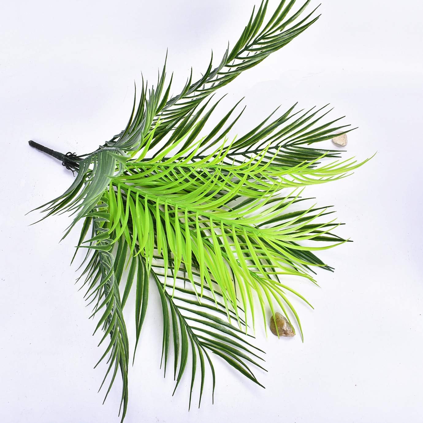 Artificial Palm Plants, Plastic Tropical Palm Tree Shrubs Fake Greenery Decor for Indoor Outdoor Home Garden, 2 Pack