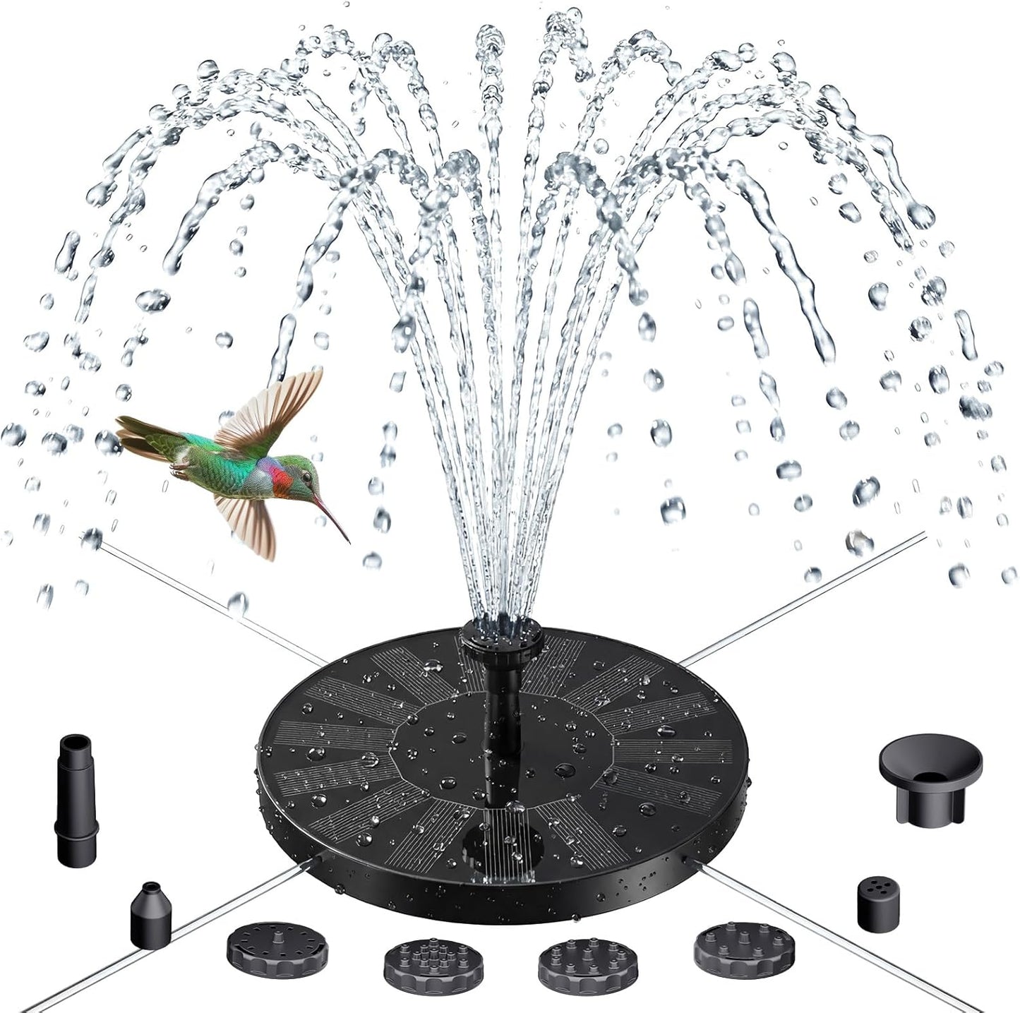 AISITIN Solar Fountain - Solar Water Fountain Pump with 6 Nozzles for Bird Bath, Garden & Pond Decor