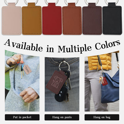 Tikjiua 30 Pcs Leather Key Fob Kit, Rectangular Leather Keychain Blanks with Keychain Rings, PU Laser Engraving Key Chain, Stamping Diy Crafts for Leather Working