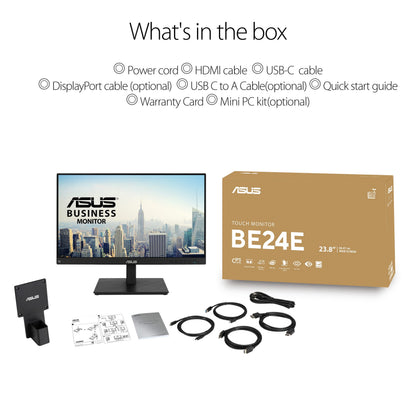 ASUS 24" 1080P Multi-Touch Monitor (BE24ECSBT) - Full HD, IPS, 10-Point Touch, IPS, Eye Care, USB-C with Power Delivery, HDMI, DisplayPort Daisy Chain, Height Adjustable, VESA Wall Mountable