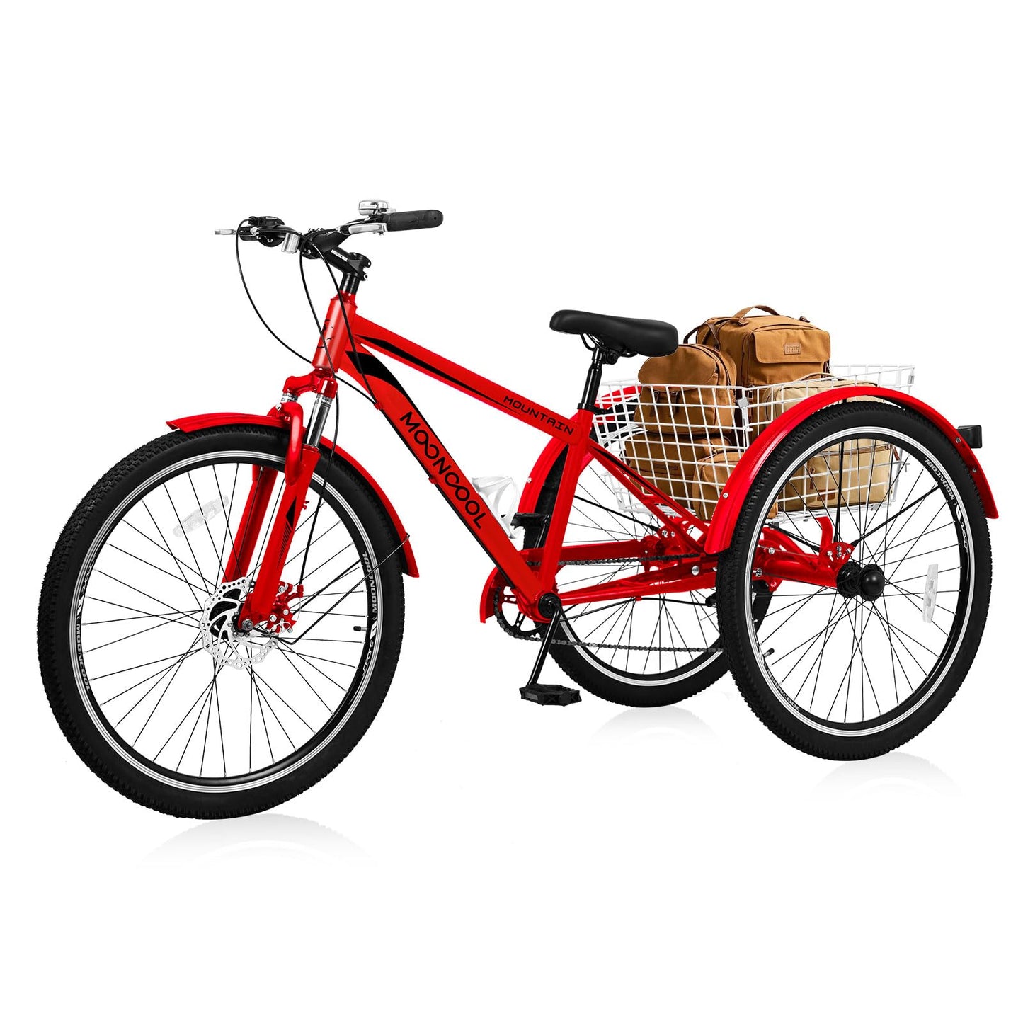 EOYOBIKE 7-Speed Adult Mountain Tricycle, 24/26/27.5 Inch 3-Wheel Bike for Seniors, Men's and Women's Trike with Large Rear Basket for Exercise & Shopping