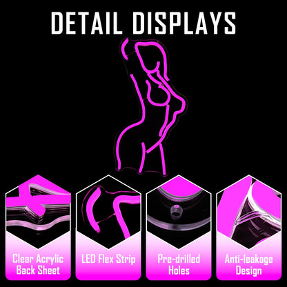 Ajoyferris Lady Back Neon Sign Dimmable LED Lady Sign Woman Neon Sign Sexy Lady Neon Signs for Bedroom Man Cave Bar Store Home Party Art Decor Gifts(16X11 inches,Blue)