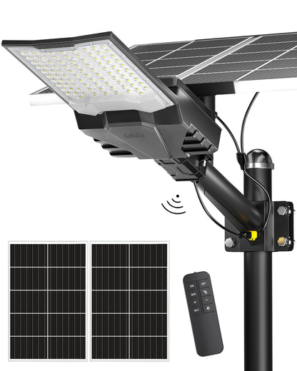 Gefolly SL-18000W Solar Street Lights Outdoor, Commercial Parking Lot Light Dusk to Dawn IP67 Waterproof 6500K Security Flood Lights Lamp for Yard, Road, Basketball Courts