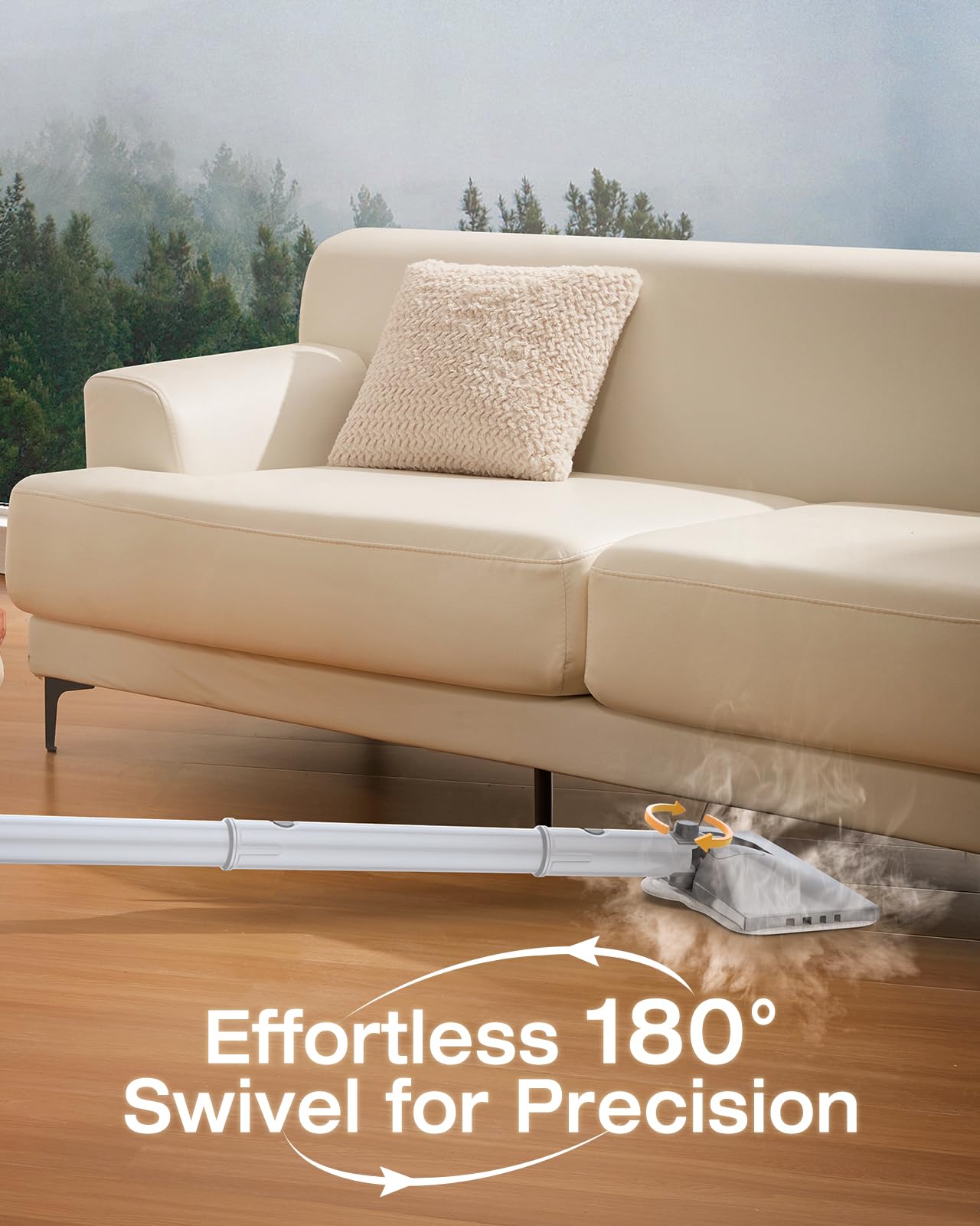 10-in-1 Steam Mop with Detachable Handheld Steamer, 350ml Tank, 10s Heat-Up, 248°F Steam Cleaner, 3-Level Control and Swivel Head for Floors, Carpets, Tiles, BBQ grill Multi-Surface Clean White