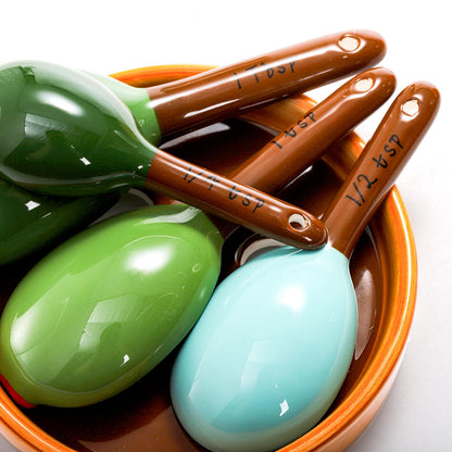Coloch 5Pcs Ceramic Measuring Spoons in Pot, Cactus Shape Baking Measuring Spoons and Cup Decorative Cactus Figurine Measuring Spoon Set for Baking, Milk, Sugar, Salt