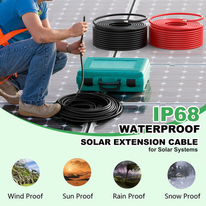 Vansdon 2x200FT Solar Panel Wire,10AWG Solar Wire Tinned Copper PV Cable for Solar Panels Outdoor Automotive RV Mppt Boat Marine