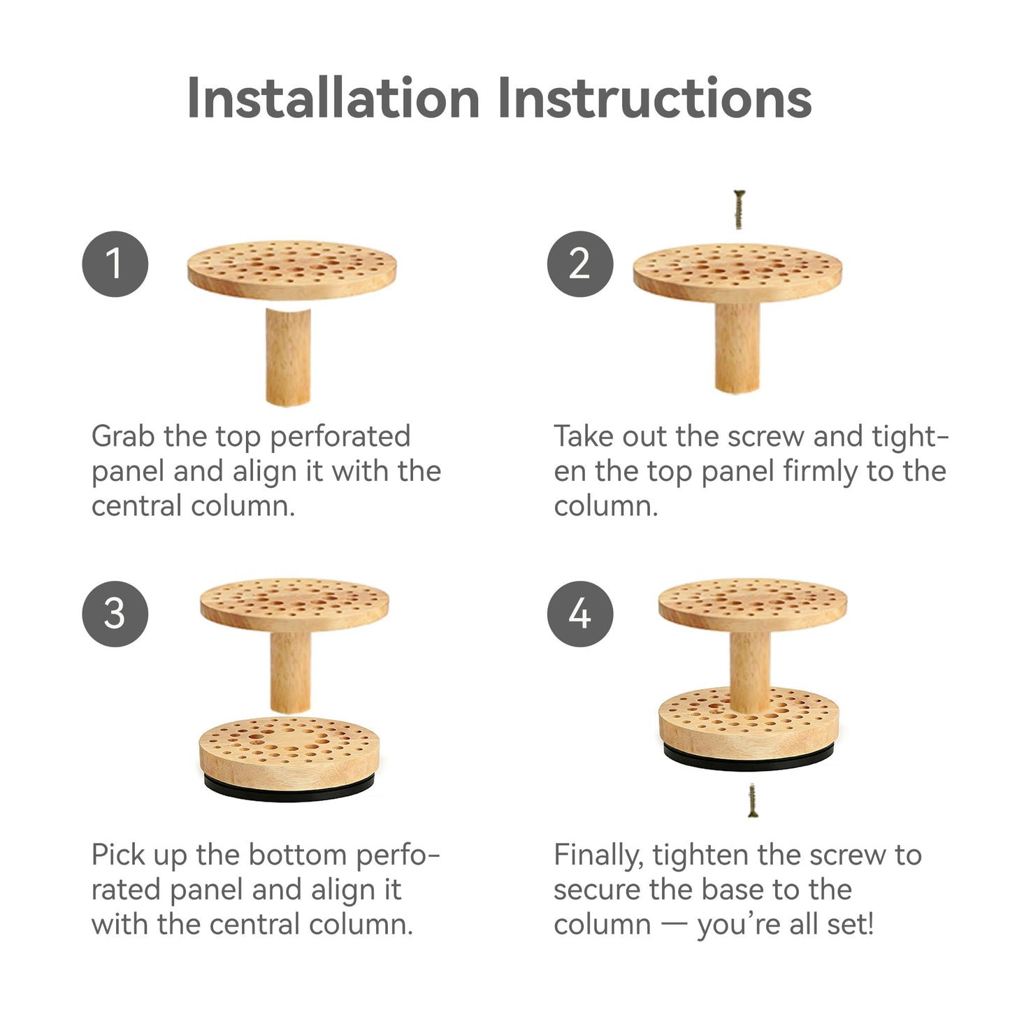360° Rotating Brush Storage Rack|52-Hole Brush Holder|Hardwood Storage Stand|Space-Saving Brush Organizer|Suitable for Artist Brushes,Craft Tools, Makeup Brushes,Calligraphy Pens