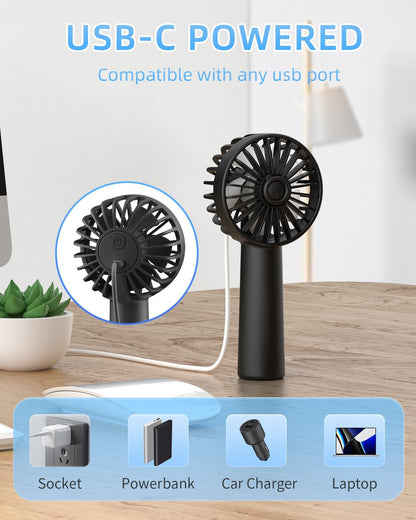 Portable Mini Fan, Handheld Fan, 1800mAh Small Hand Fan Battery Operated, Personal Makeup Lash Fan, Travel Fans USB