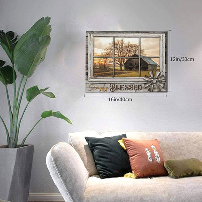 Rustic Old Barn Canvas Wall Art, Farmhouse Barn Family Decor Print, 12x16 Inch Framed