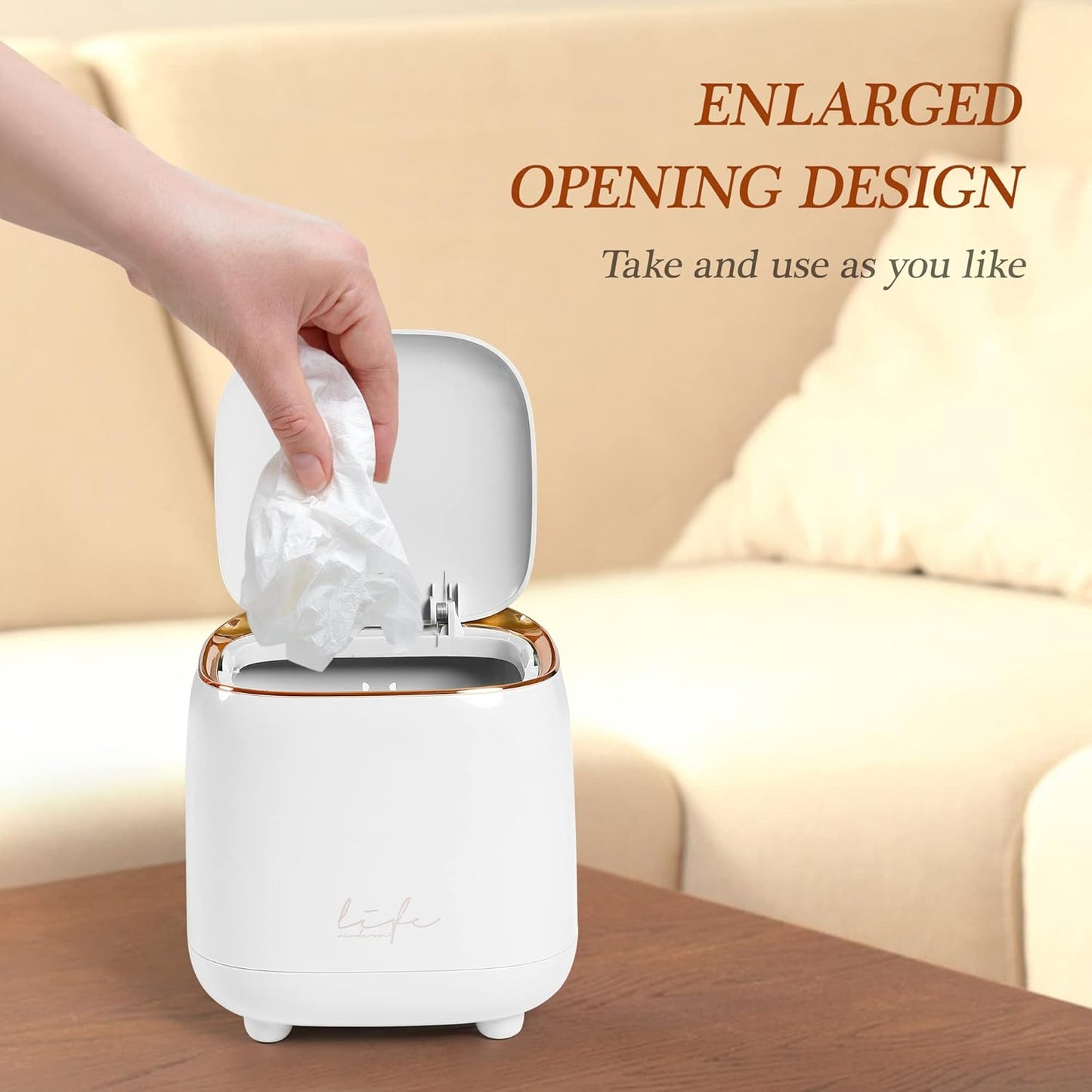 Mini Countertop Trash Can with Press Type Lid, 12 Rolls of Trash Bags, Tiny Desktop Trash Can for Bathroom, Home Office