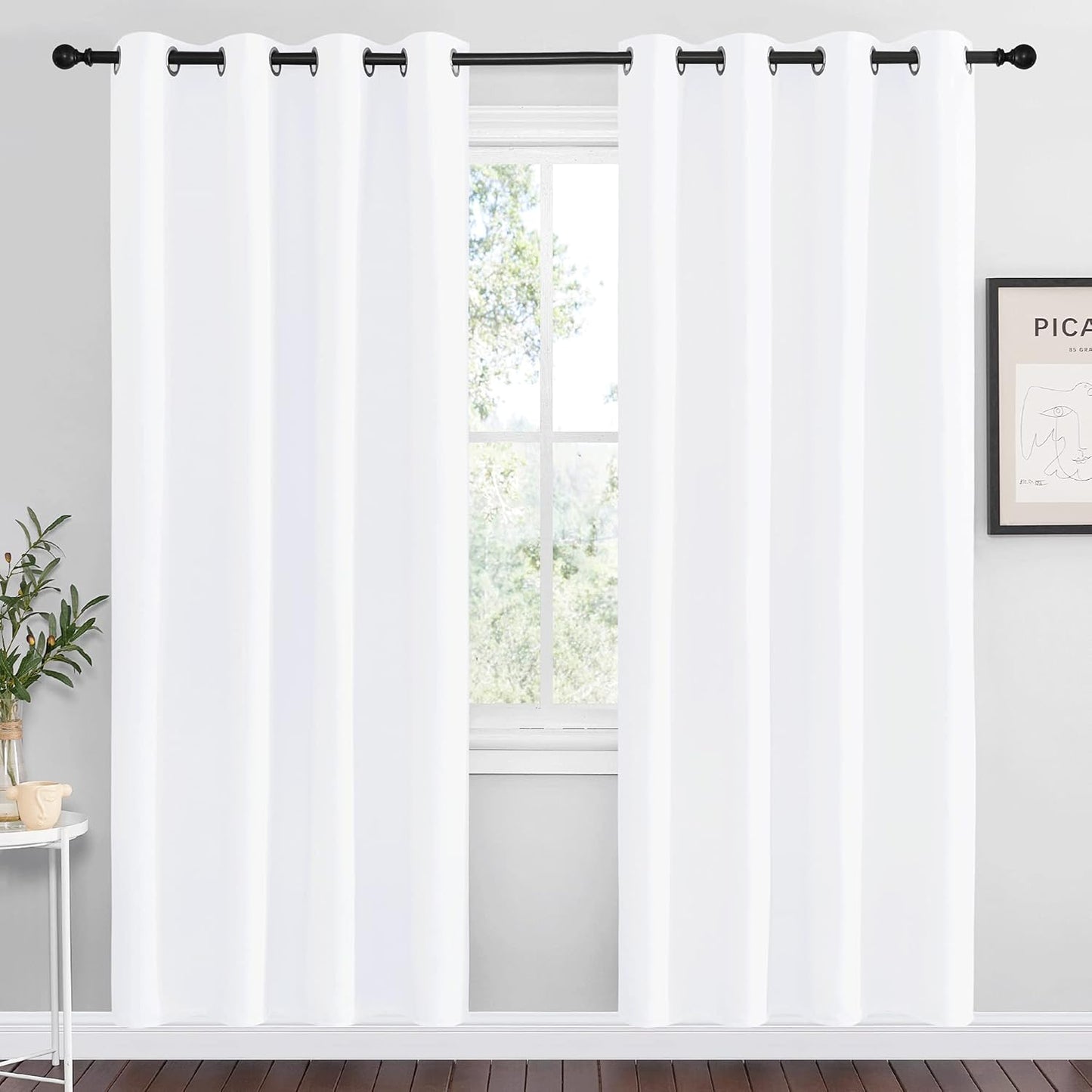 NICETOWN White Room Darkening Draperies - Energy Saving Grommet Top Curtains, 55x78 Inch (Set of 2)
