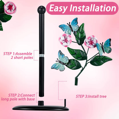 Peryiter Paper Towel Holder Countertop Decorative Metal Paper Towel Stand Rack Kitchen Standing up Roll Dispenser with Base for Kitchen Bathroom Tabletop Living Room Decoration(Butterfly)