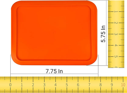 Pyrex Replacement Lid for 3 Cup Bowl Rectangle 7210-PC (5.75" x 7.75") - 2-Pack Orange Cover
