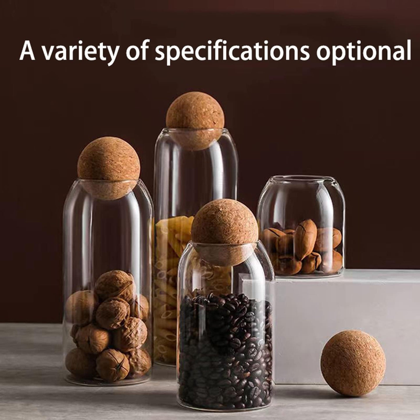 ZEGROA 750ML/25Oz Clear Glass Bottles, Glass Food Storage Containers with Airtight Round Cork, Decorative Sealed Jar Organizer Holder with Wooden Lid for Candy, Cookie, Nut, Spice, Tea, Coffee Bean