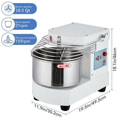 MilleLoom 10.5 Qt Commercial Stand Mixer with Touch Screen Control - 650W Dual Rotating Dough Kneading Machine, Timer & Safety Shield ，Stainless Steel Bowl for Bakery, Restaurant & Home Use ﻿