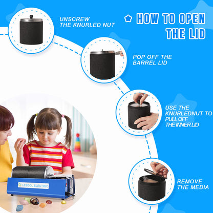 Leegol Electric 6LB Rock Tumbler Kit – Double Drum Rock Polisher for Kids & Adults