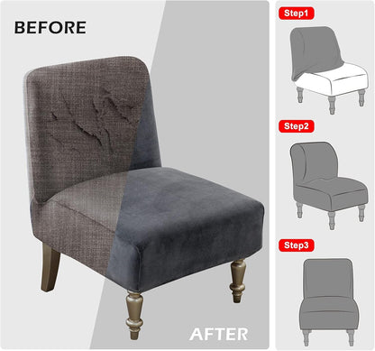 2 Armless Armless Leorate Pcs Velvet Chair Slipcover, High Stretch Slipper Chair Cover, Removable & Washable Accent