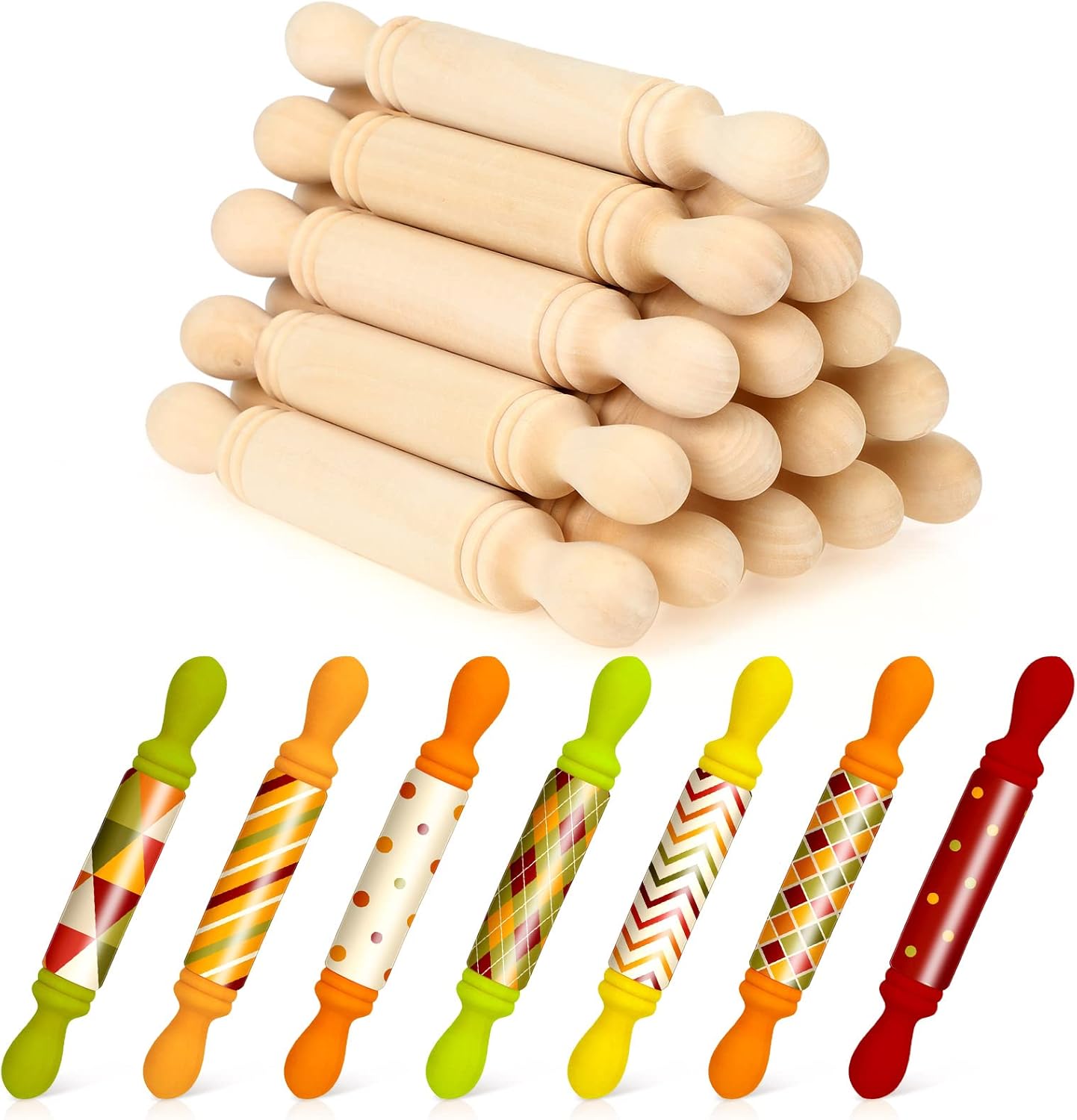 20 5.5 Inches Pieces Mini Rolling Pin for Crafts Long Wooden Dough Roller Small Wooden Rolling Pins for Kids Children