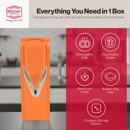 Swissmar Borner V-1001 V-Slicer Plus Mandoline 5 Piece Set (Orange)