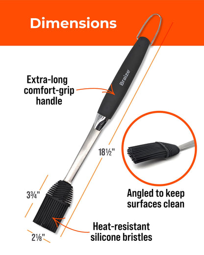 Grill Basting Brush, Silicone BBQ Basting Brush for Cooking Oil & Sauce, Heat-Resistant Baster for Grilling, Barbecue Tool, Dishwasher-Safe Food Basting Mop for BBQ, Smoking & Roasting