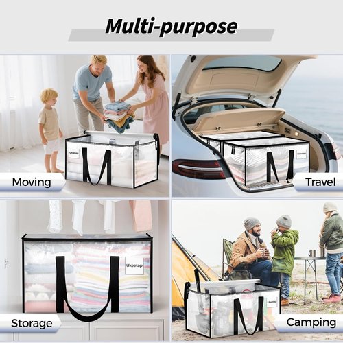 Extra Large Heavy-Duty Moving Bags by [Brand Name] - 8 Pack Clear Storage Totes with Reinforced Handles & Zippers