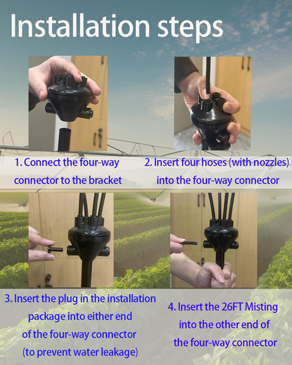Upgraded 5.3FT Outdoor Misting System, Adjustable Stand with 360° Flexible Hose & 0.5mm Nozzles for Ultra Fine Mist, Patio Cooling Kit for Backyard, Pool, BBQ - Includes 26FT Hose & Tripod