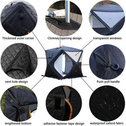 WACLMOTAKE 3-5 Person Portable Sauna Tent - Foldable Insulated Personal Spa Steam Ice Fish Tents with Stove Jack for All Weather Camping or Home, Easy Setup with Carrying Bag Sauna-Tent-1.8m