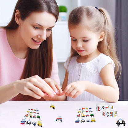 1000 PCS Cartoon Car Stickers Roll Fun Circular Truck Stickers for Kids Perfect for Kindergarten Teacher Rewards Children's Birthday Party School Gifts