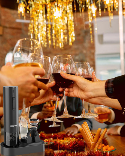 Electric Wine Opener Gift Set - Premium Wine Accessories with Wine Aerator, Vacuum Stopper, Foil Cutter and Gift Box - Ideal Valentines Gift for Wine Lovers and Special Celebrations