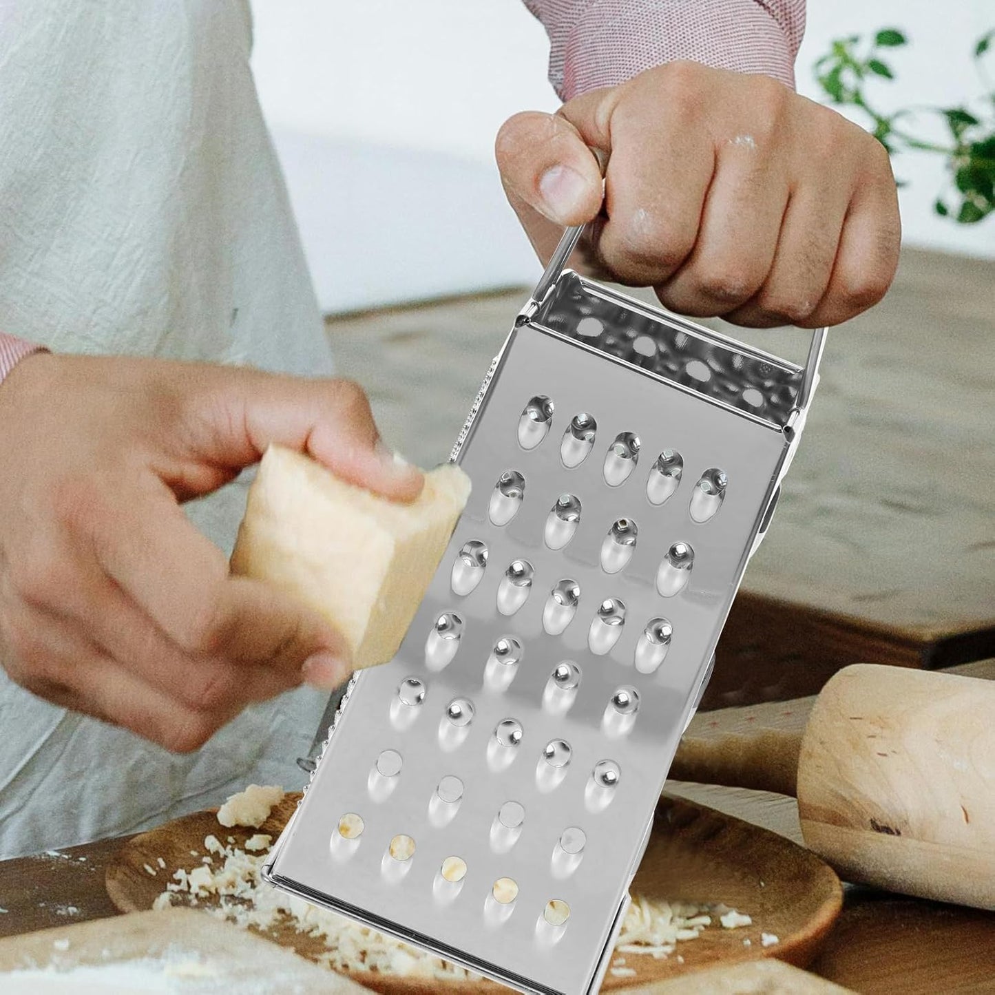 SHERCHPRY Vegetable Slicer Box Grater, Stainless Steel Mandoline Slicer for Kitchen, 8inch Cheese Grater