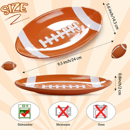 Teenyyou 6 Pcs Football Serving Tray Melamine Football Plates Reusable Party Serving Dishes for Snacks Cookies Dessert Dishwasher Safe