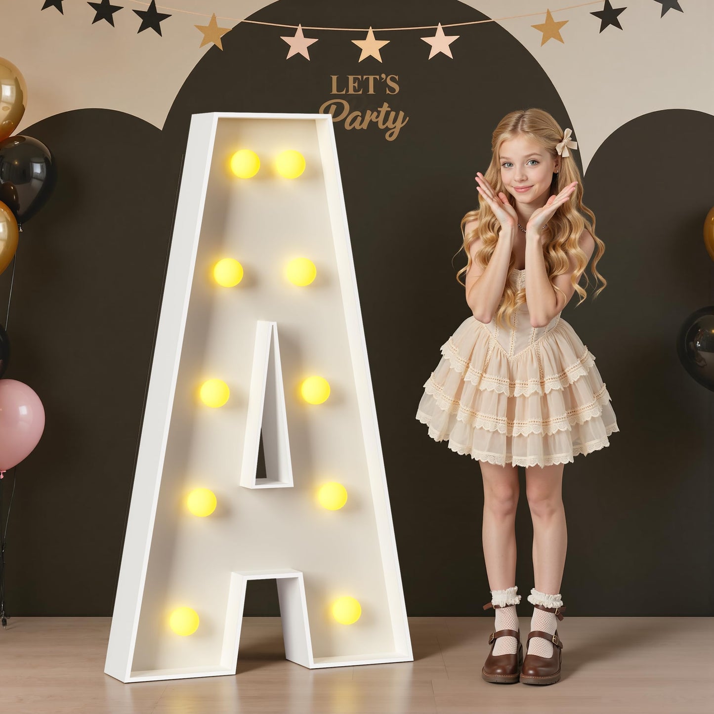 Mixifox Marquee Letters 4 Feet Tall, 4FT Large Light up Letters A, Big Sign A with Warm White Light for Birthday Wedding Proposal Engagement Graduation Party Backdrop Decorations