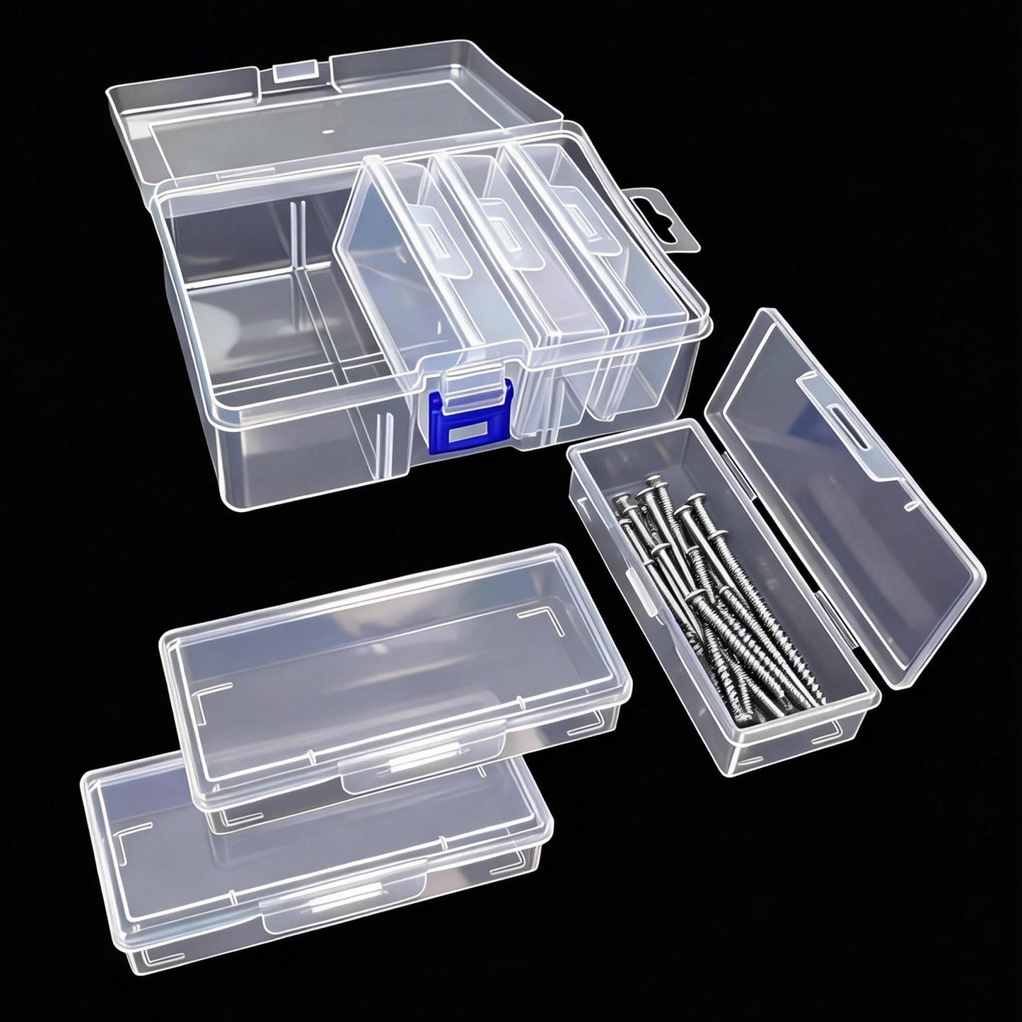 Kexinglu 14Pcs Bead Organizer Box, Plastic Organizer Box with Adjustable Dividers, Small Clear Diamond Storage Containers Rectangle Case with Hinged Lid for Jewelry Travel DIY Art Bracelet Craft Nail