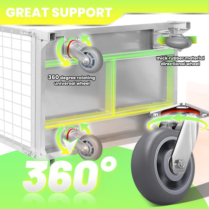 Heavy-Duty Platform Truck Cart with Cage, 2200LBS Capacity Reinforced Flatbed Truck for Warehouses. 4-in-1 Multifunctional Truck Cart with 360° Wheels, Versatile Platform Truck for Home & Business.