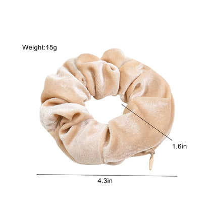 Pocket Scrunchies Hair Ties with Hidden Zipper Stash Scrunchy Ponytail Holder
