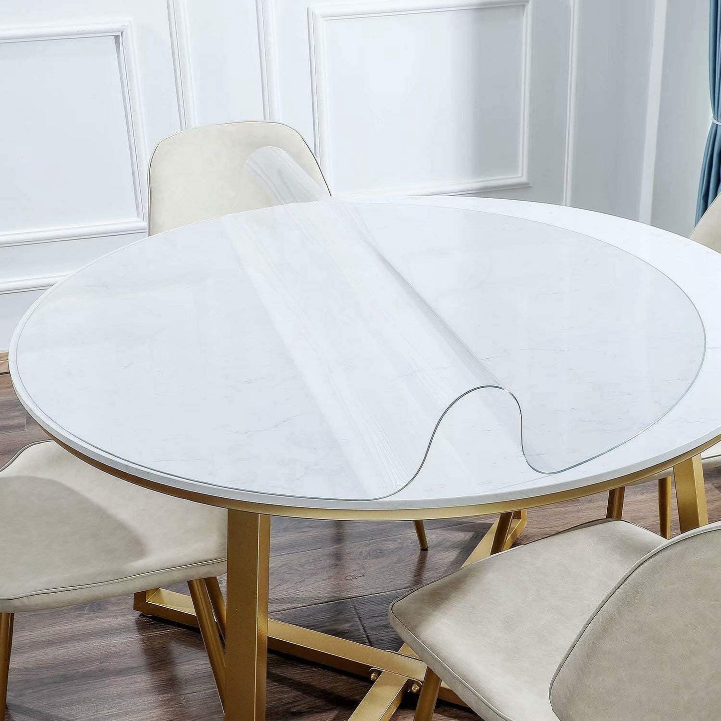 13 Inch 1.5mm NECAUX Round Clear Table Cover Protector, Thick Upgraded Version, Unshrinkable Waterproof Oil Proof