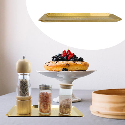 Antrader Hammered Rectangular Platter Serving Tray,Stainless Steel Decorative Storage Tray, Gold (10-Inch by 4-Inch)