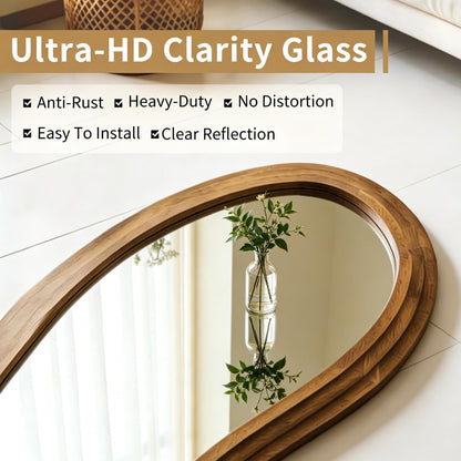 DAOYIJIAJU Irregular Floor Mirror, 67"x31.5" Large Wavy Mirrors with Triple Layer Solid Wood Frame, Premium Asymmetrical Full Length Mirror for Living Room Entryway Hallway Bedroom, Leaning/Hanging