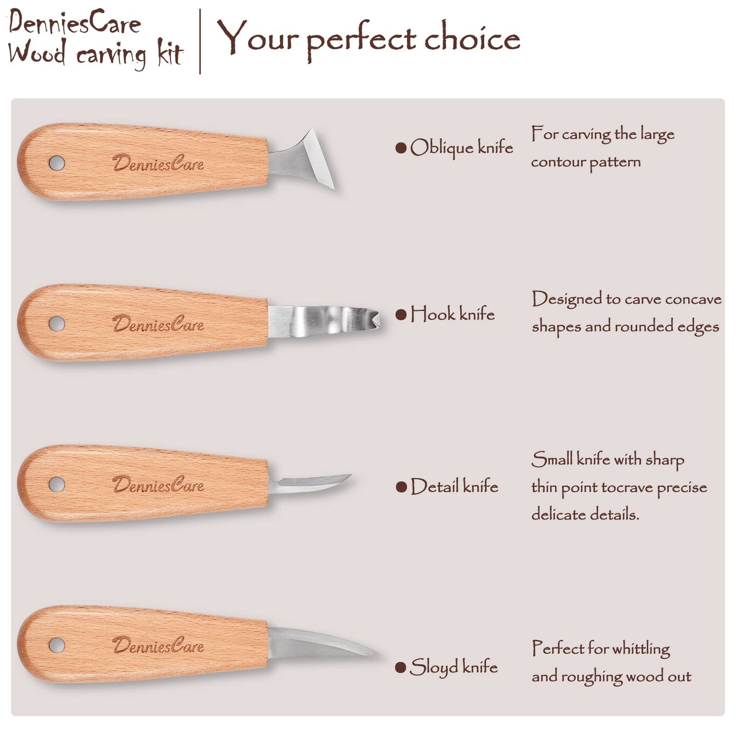 DenniesCare Wood Carving Kit Wood Whittling Kit for Beginners 20pcs Wood Carving Tools with 4pcs Carving Knife, Basswood Wood Blocks, Gloves, Storage Bag, Frosted Sponge, Gifts Set
