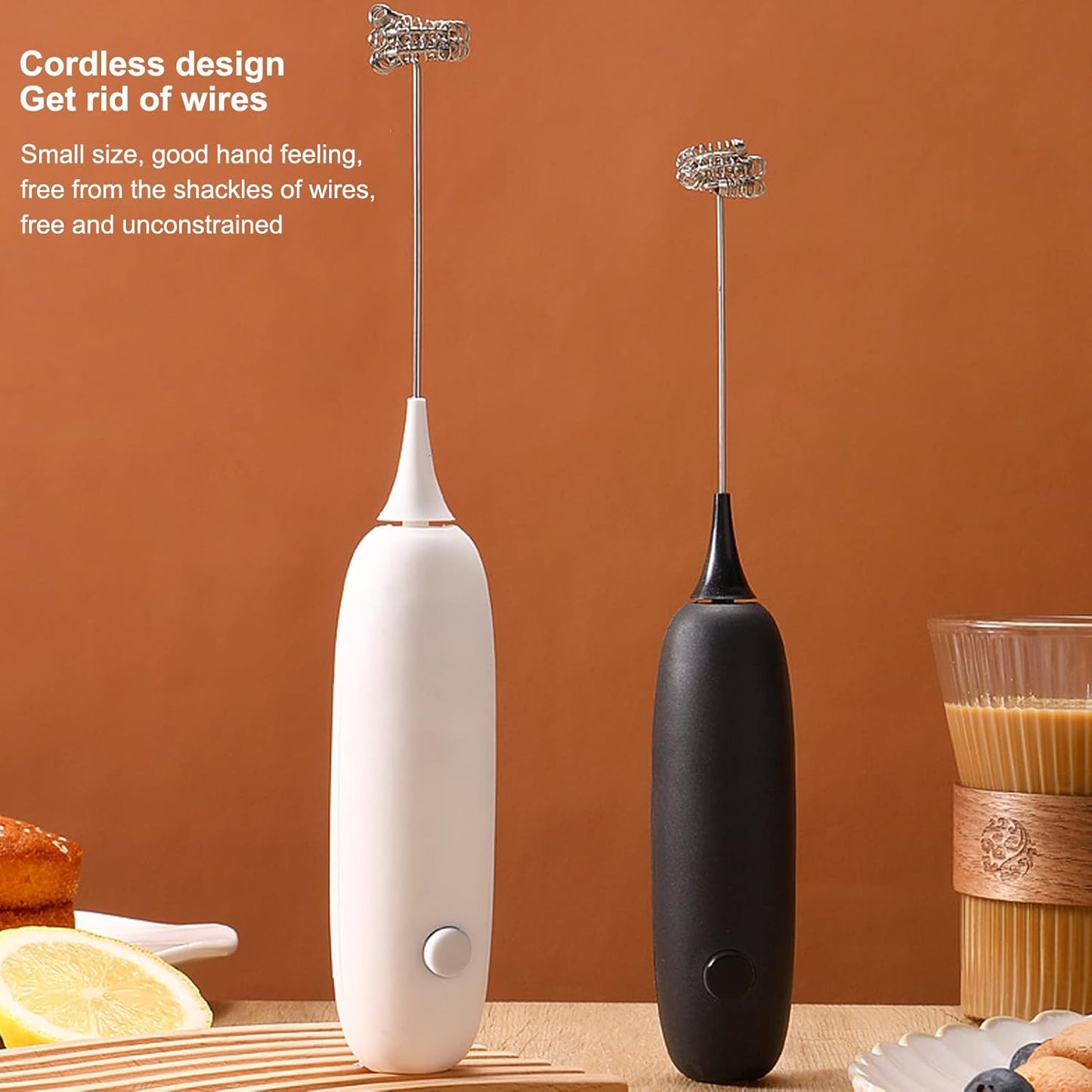 Handheld Milk Frother, Battery Operated Foam Maker, Egg Beater for Coffee, Latte, Hot Chocolate, Mini Drink Mixer