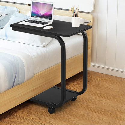 Tangkula Versatile C Table - Black Snack & Coffee Tray for Living Room