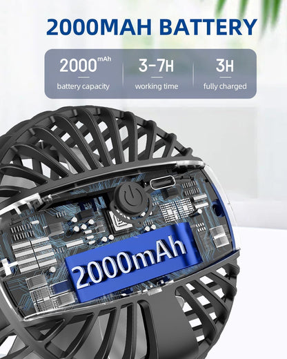 Portable Mini Clip on Fan, 3 Speed Rechargeable USB Desk Fan, Battery Operated Personal Fan, 360° Rotate Adjustable for