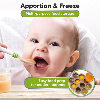 KeaBabies Silicone Food Freezer Trays with Lid, 2oz x 10 Pods Baby Food Storage Containers, Easy Puree Meal Prep, Breast Milk Silicone Freezer Molds, Dishwasher, Microwave Safe, BPA-Free (Chai Latte)
