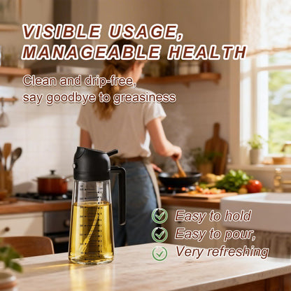 X&E 16oz/470ml Glass Olive Oil Sprayer for Cooking, 2 in 1 Olive Oil Dispenser Bottle, Food Grade Oil Mister for Kitchen Gadgets, Air Fryer Accessories, Salad & BBQ – Black