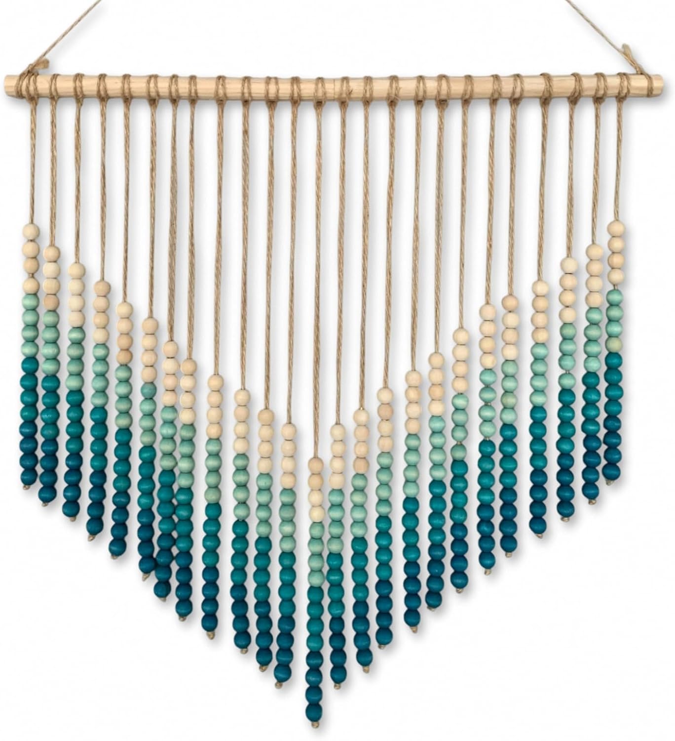 24 Inches) Boho Ombre Wood Bead Wall Hanging, Handmade Unique Giant Art Decor for Bedroom, Nursery, Living Room