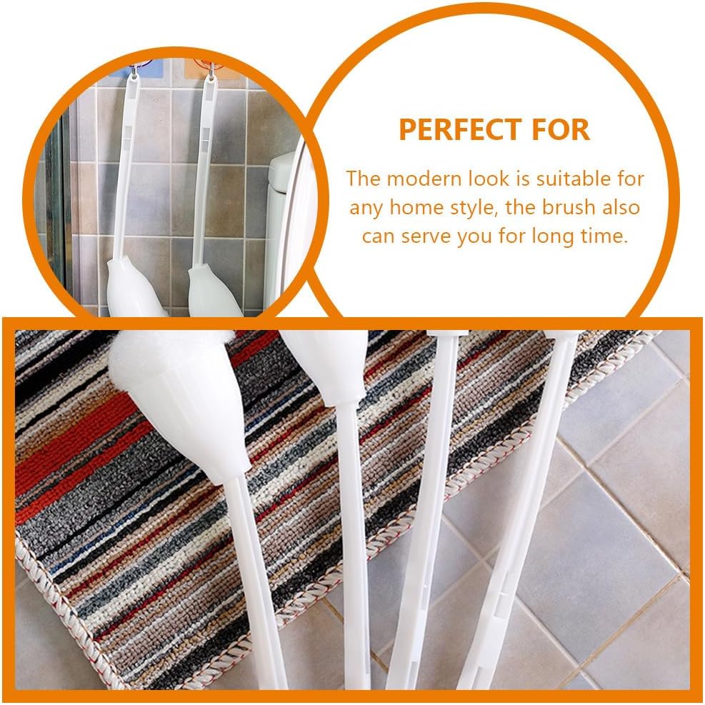 Abaodam White Toilet Brush Cleaners, Soft Toilet Bowl Brush Mop with Long Handle, 4pcs Toilet Scrubber Cleaning Brush